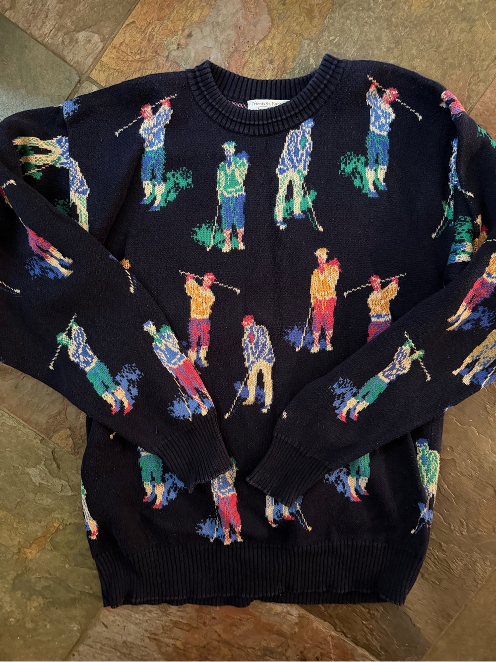 Tricots Saint Raphael Vtg Golf-Pattern Crewneck Sweater sz small? No tag.